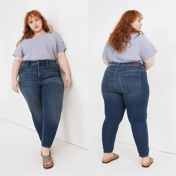 Madewell Roadtripper Jeans Skinny Leg High-Rise Blue Plus Size 37P - Picture 1 of 16